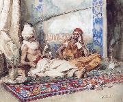 Attilio Simonetti Arabs in an interior oil painting on canvas